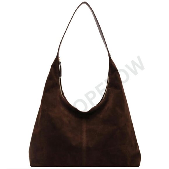 Handbags - Suede Tote Bag Minimal Chic Hobo Shoulder Bag Work Travel Handbag Versatile